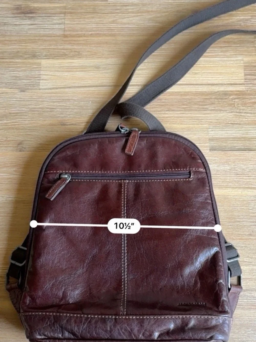 Jack Georges Voyager Convertible Small Backpack Brown Buffalo Leather Zip Close